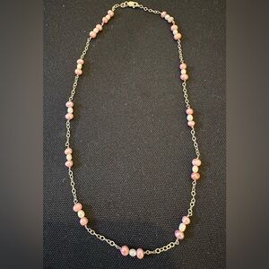 HANDCRAFTED Salt Water Pearl Necklace Pink White Sterling Silver Chain 18”